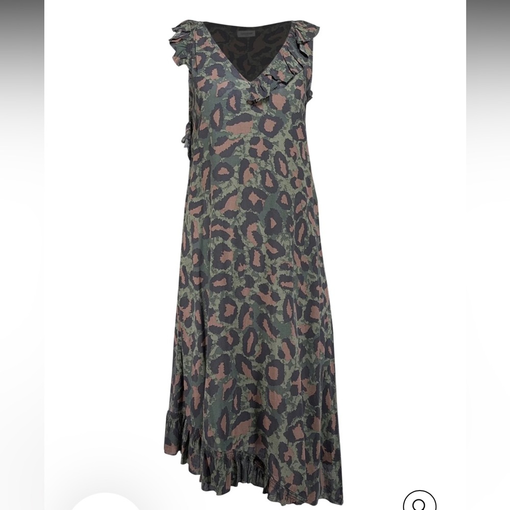 Zadig & Voltaire Green Camo & Leopard Print Dress Size X Small